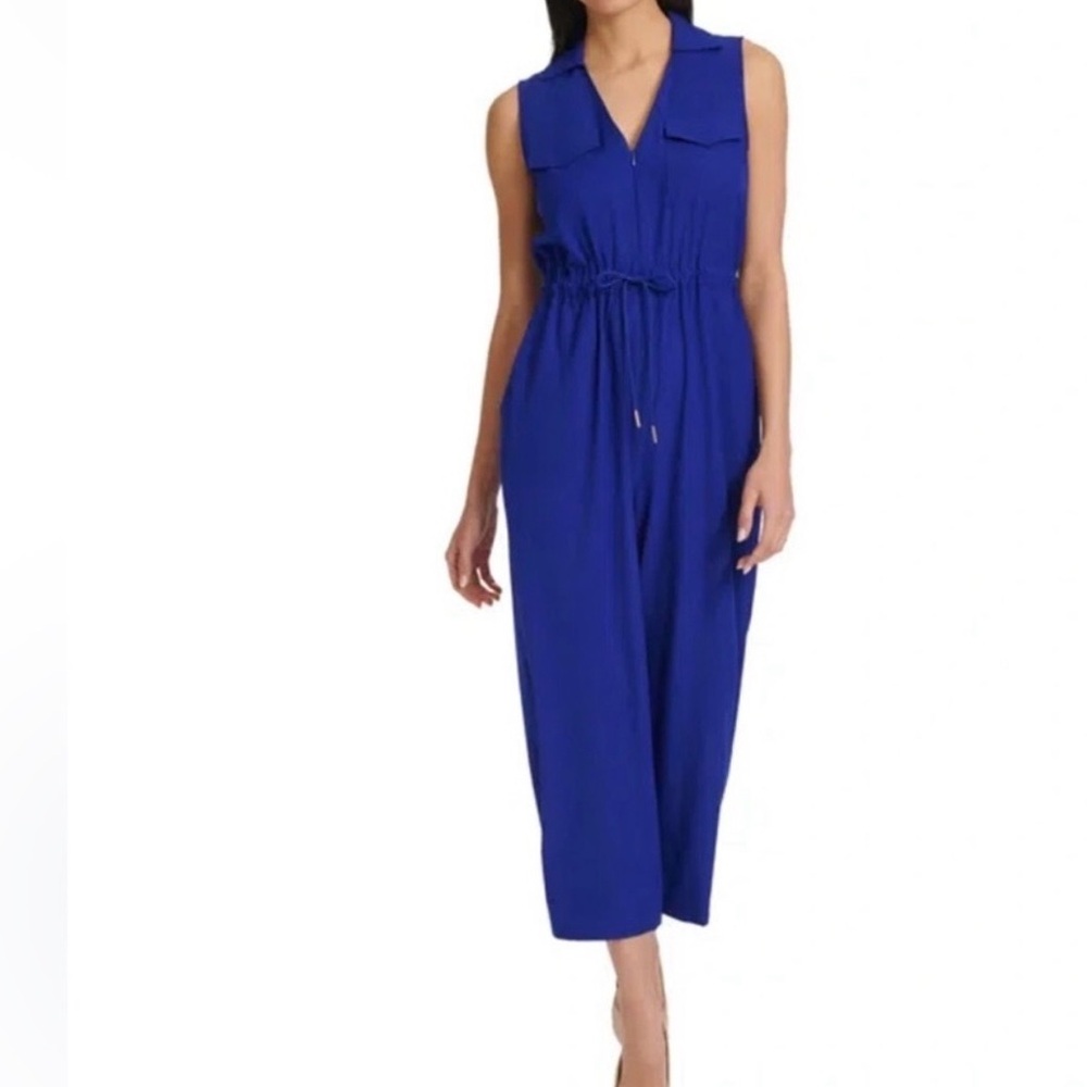 Calvin Klein Royal Blue Sleeveless Drawstring Jumpsuit